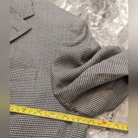 Oscar De La Renta Blazer Jacket Men's 40L houndstooth Wool 3 Button Sport Coat - Picture 4 of 10